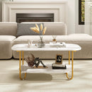 Modern 2-tier Faux Marble Top Coffee Table-White by LJGDeals