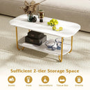 Modern 2-tier Faux Marble Top Coffee Table-White by LJGDeals