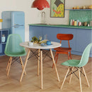 Modern 3-Piece Dining Set: Round Table with Set of 2 Hollow Plastic Chairs by LJGDeals