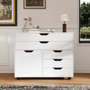 Modern Vertical 5-Drawer Mobile Chest with Door 5 Casters by LJGDeals