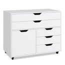 Modern Vertical 5-Drawer Mobile Chest with Door 5 Casters
