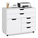 Modern Vertical 5-Drawer Mobile Chest with Door 5 Casters