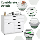 Modern Vertical 5-Drawer Mobile Chest with Door 5 Casters by LJGDeals