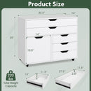 Modern Vertical 5-Drawer Mobile Chest with Door 5 Casters
