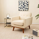 Modern Accent Chair Upholstered Linen Fabric Armchair with Removable Padded Seat Cushion by LJGDeals