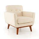 Modern Accent Chair Upholstered Linen Fabric Armchair with Removable Padded Seat Cushion by LJGDeals