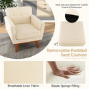 Modern Accent Chair Upholstered Linen Fabric Armchair with Removable Padded Seat Cushion by LJGDeals