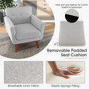 Modern Accent Chair Upholstered Linen Fabric Armchair with Removable Padded Seat Cushion