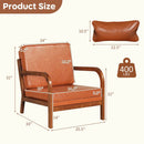 Modern Accent Chair Faux Leather Linen Fabric Upholstered Armchair by LJGDeals