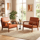 Modern Accent Chair Faux Leather Linen Fabric Upholstered Armchair by LJGDeals