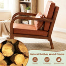 Modern Accent Chair Faux Leather Linen Fabric Upholstered Armchair by LJGDeals