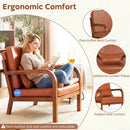 Modern Accent Chair Faux Leather Linen Fabric Upholstered Armchair by LJGDeals