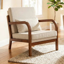 Modern Accent Chair Faux Leather Linen Fabric Upholstered Armchair by LJGDeals