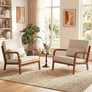 Modern Accent Chair Faux Leather Linen Fabric Upholstered Armchair by LJGDeals