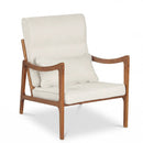 Modern Accent Chair with Solid Rubber Wood Faux Leather Upholstered Armchair by LJGDeals