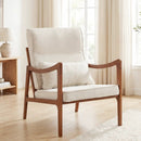 Modern Accent Chair with Solid Rubber Wood Faux Leather Upholstered Armchair by LJGDeals