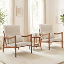 Modern Accent Chair with Solid Rubber Wood Faux Leather Upholstered Armchair by LJGDeals