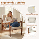 Modern Accent Chair with Solid Rubber Wood Faux Leather Upholstered Armchair by DirectDeals