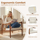 Modern Accent Chair with Solid Rubber Wood Faux Leather Upholstered Armchair by LJGDeals