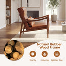 Modern Accent Chair with Solid Rubber Wood Faux Leather Upholstered Armchair by LJGDeals