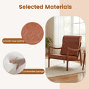 Modern Accent Chair with Solid Rubber Wood Faux Leather Upholstered Armchair by LJGDeals