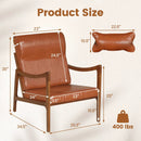 Modern Accent Chair with Solid Rubber Wood Faux Leather Upholstered Armchair by LJGDeals