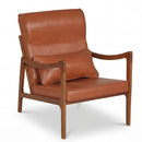 Modern Accent Chair with Solid Rubber Wood Faux Leather Upholstered Armchair by DirectDeals