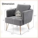 Velvet Accent Chair with Back Cushion and Golden Metal Legs