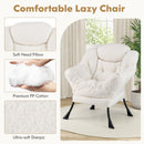 Modern Accent Chair with Folding Footrest and Head Pillow-Beige