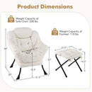 Modern Accent Chair with Folding Footrest and Head Pillow-Beige