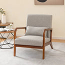 Modern Accent Chair with Rubber Wood Frame and Lumbar Pillow by LJGDeals