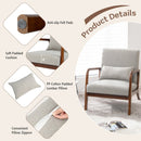 Modern Accent Chair with Rubber Wood Frame and Lumbar Pillow-Gray