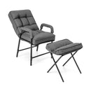 Linen Fabric Modern Accent Chair with Ottoman and Adjustable Backrest by LJGDeals