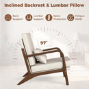 Modern Accent Chair with Rubber Wood Armrests and Removable Back-Beige