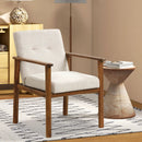 Modern Accent Linen Fabric Armchair with Solid Wood Legs and Soft Cushioned Seat by LJGDeals