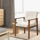 Modern Accent Linen Fabric Armchair with Solid Wood Legs and Soft Cushioned Seat by DirectDeals