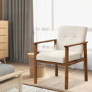Modern Accent Linen Fabric Armchair with Solid Wood Legs and Soft Cushioned Seat by LJGDeals