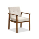 Modern Accent Linen Fabric Armchair with Solid Wood Legs and Soft Cushioned Seat by LJGDeals