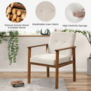 Modern Accent Linen Fabric Armchair with Solid Wood Legs and Soft Cushioned Seat by LJGDeals