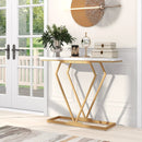 Gold Console Table with Diamond Shape Geometric Frame-White by LJGDeals