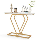 Gold Console Table with Diamond Shape Geometric Frame-White by LJGDeals