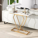 Gold Console Table with Diamond Shape Geometric Frame-White by LJGDeals