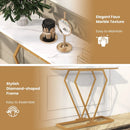 Gold Console Table with Diamond Shape Geometric Frame-White by LJGDeals