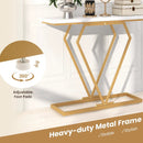 Gold Console Table with Diamond Shape Geometric Frame-White by LJGDeals