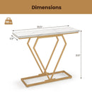 Gold Console Table with Diamond Shape Geometric Frame-White by LJGDeals