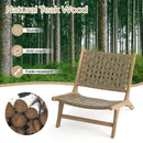 Modern Armless Teak Wood Lounge Chair with Nylon Woven Backrest and Seat by LJGDeals