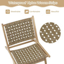Modern Armless Teak Wood Lounge Chair with Nylon Woven Backrest and Seat by LJGDeals