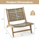 Modern Armless Teak Wood Lounge Chair with Nylon Woven Backrest and Seat by LJGDeals