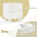Modern Nightstand Side Table with Drawers and 3D Geometric Patterns-White by LJGDeals