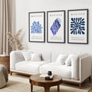 Navy Blue Henri Matisse Cut Outs. Set of 3 Prints by Wall Art Set